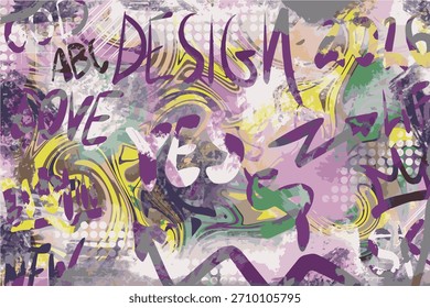 Graffiti style background wall art vector illustration for notebook cover poster print street style design elements