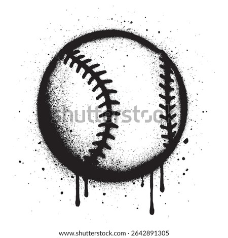 Graffiti Style Baseball Icon with Black Spray Paint and Drips. Street Art Illustration.