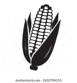 Graffiti Style Black and White Corn Stencil Spray Art.