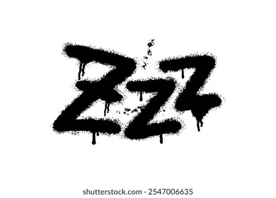 Graffiti style black zzz letters with splash effect on white background, conveying a sense of sleep and relaxation