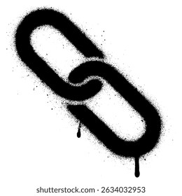 Graffiti Style Chain Link Icon Spray Painted on White Wall.