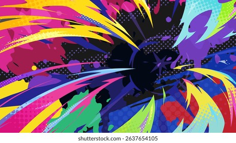 Graffiti style colorful pop shockwave effect background illustration_16:9
