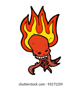 graffiti style flaming tentacle skull monster
