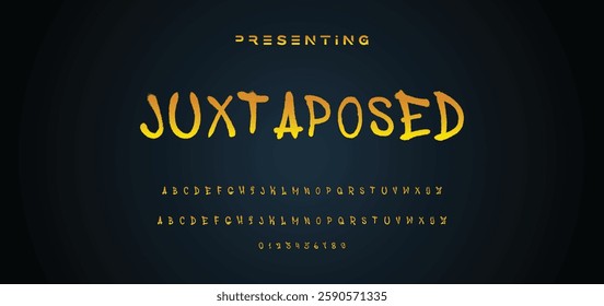 Graffiti style font. Orange and yellow colors vector alphabet