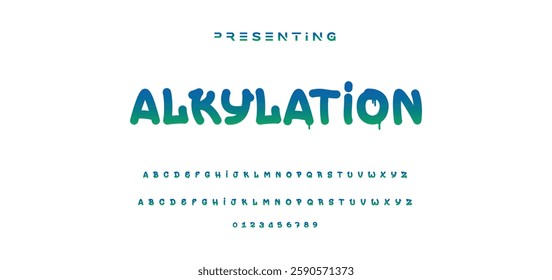 Graffiti style font. Orange and yellow colors vector alphabet