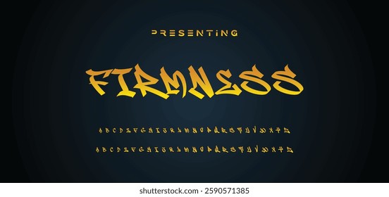 Graffiti style font. Orange and yellow colors vector alphabet