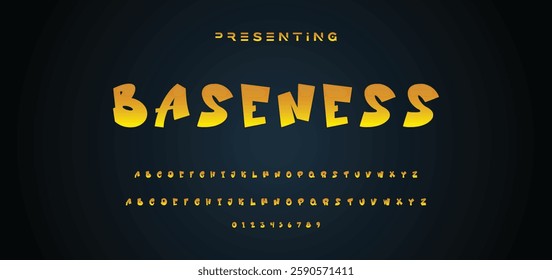 Graffiti style font. Orange and yellow colors vector alphabet