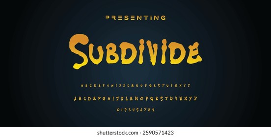 Graffiti style font. Orange and yellow colors vector alphabet