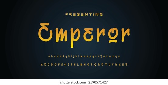 Graffiti style font. Orange and yellow colors vector alphabet