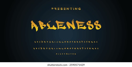 Graffiti style font. Orange and yellow colors vector alphabet