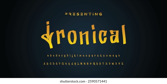 Graffiti style font. Orange and yellow colors vector alphabet