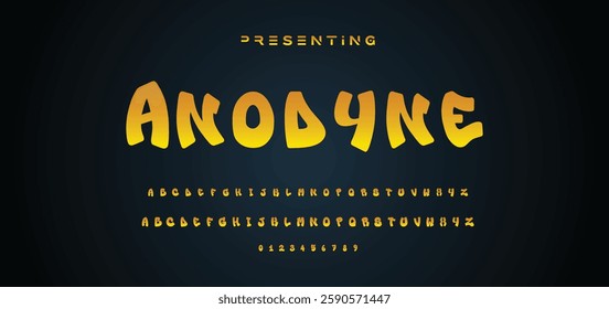 Graffiti style font. Orange and yellow colors vector alphabet