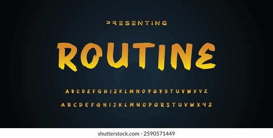 Graffiti style font. Orange and yellow colors vector alphabet