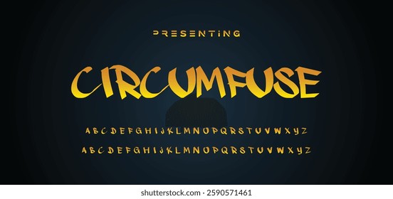 Graffiti style font. Orange and yellow colors vector alphabet