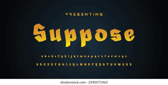 Graffiti style font. Orange and yellow colors vector alphabet