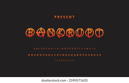 Graffiti style font. Orange and yellow colors vector alphabet