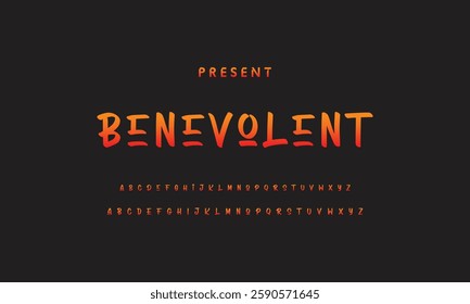 Graffiti style font. Orange and yellow colors vector alphabet