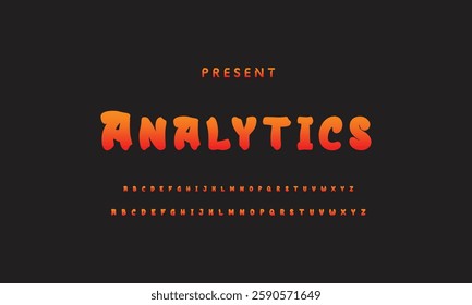 Graffiti style font. Orange and yellow colors vector alphabet