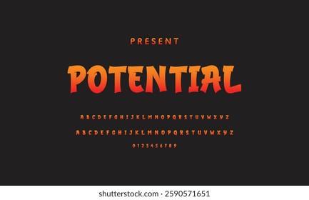 Graffiti style font. Orange and yellow colors vector alphabet