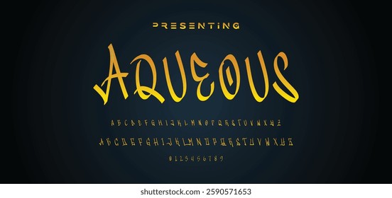 Graffiti style font. Orange and yellow colors vector alphabet