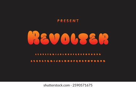 Graffiti style font. Orange and yellow colors vector alphabet