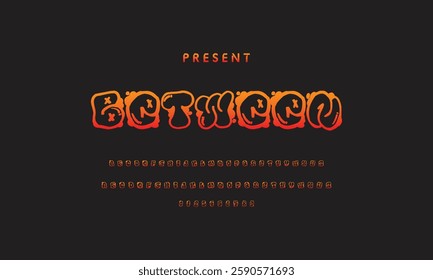 Graffiti style font. Orange and yellow colors vector alphabet