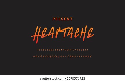 Graffiti style font. Orange and yellow colors vector alphabet