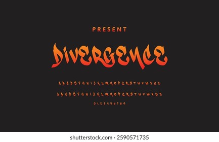 Graffiti style font. Orange and yellow colors vector alphabet