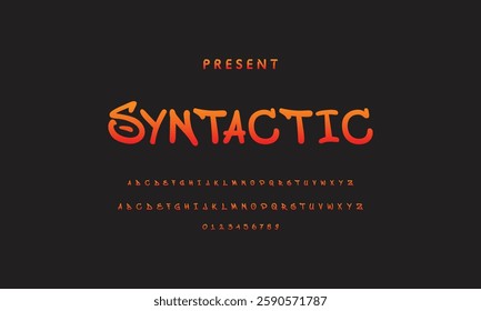 Graffiti style font. Orange and yellow colors vector alphabet