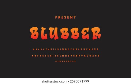 Graffiti style font. Orange and yellow colors vector alphabet