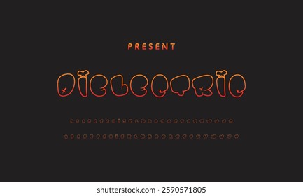 Graffiti style font. Orange and yellow colors vector alphabet