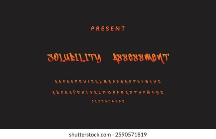 Graffiti style font. Orange and yellow colors vector alphabet