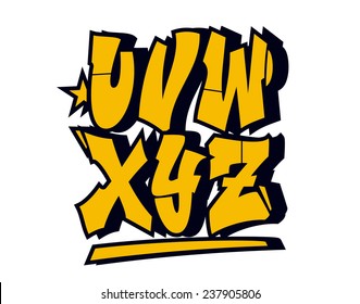 Graffiti style font type. Vector alphabet (part 3)