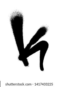 Graffiti style letter K with a spray in black over white. Vector illustration