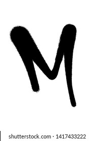 Graffiti style letter M with a spray in black over white. Vector illustration