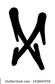 Graffiti style letter X with a spray in black over white. Vector illustration