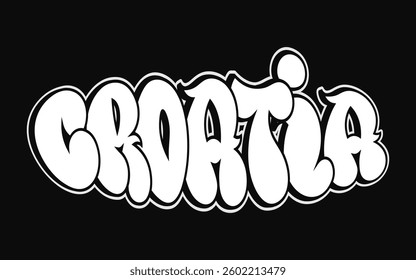 Graffiti style letters spell Croatia in bold, artistic typography. Perfect for urban street art, t-shirt prints, and creative designs.