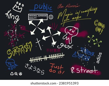 graffiti style multiple print pattern illustration vector.