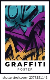 Graffiti style poster, wall art, street art. vector poster template for printing. Design elements.