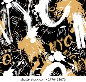 graffiti style seamless abstract pattern.Vector illustration. paint drips. Modern print. Textiles, print, t-shirts, shapes and doodle objects. Abstract modern trendy vector illustration.