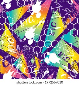 graffiti style seamless abstract pattern.Vector illustration. paint drips. Modern print. Textiles, print, t-shirts, shapes and doodle objects. Modern trendy vector illustration. Sports textile.
