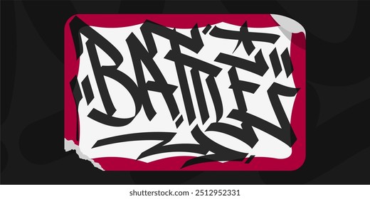 Graffiti Style Sticker Hello My Name Is With Some Street Art Lettering Vector Illustration