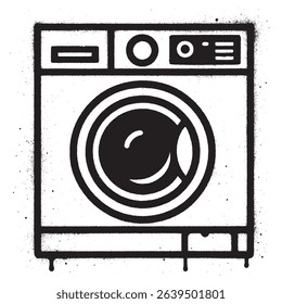 Graffiti Style Washing Machine Stencil in Black and White Spray Art.