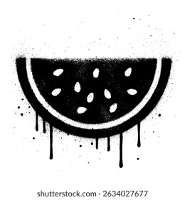 Graffiti Style Watermelon Slice with Dripping Spray Paint Effect.