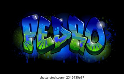 Graffiti Styled Design for Pedro ....This graffiti design is a vibrant and eye-catching piece that was created using vector graphics. The design features bold and dynamic lettering that is set against