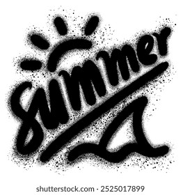 o logotipo do graffiti summer é pulverizado em preto sobre branco.