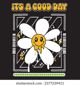 Graffiti sun flower street wear illustration with slogan its a god day