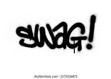 graffiti swag word sprayed in black over white