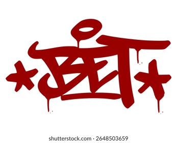 Graffiti tag "Bet" in red with transparent background and clean street vibe. A Gen Z slang word meaning “for sure” in bold urban lettering style.