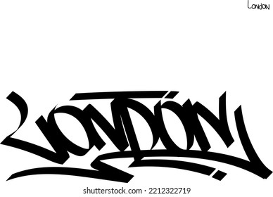 Graffiti tag with black marker. London city name. No background in vector graphic.